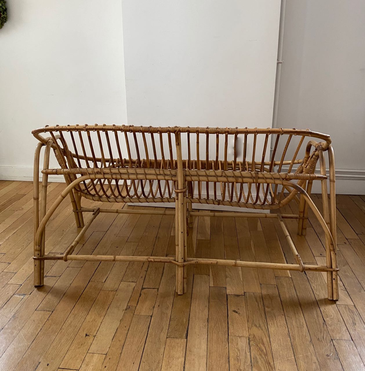 Vintage rattan bench