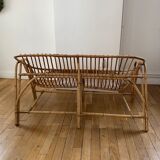 Vintage rattan bench