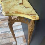 Console vintage en onyx et métal doré
