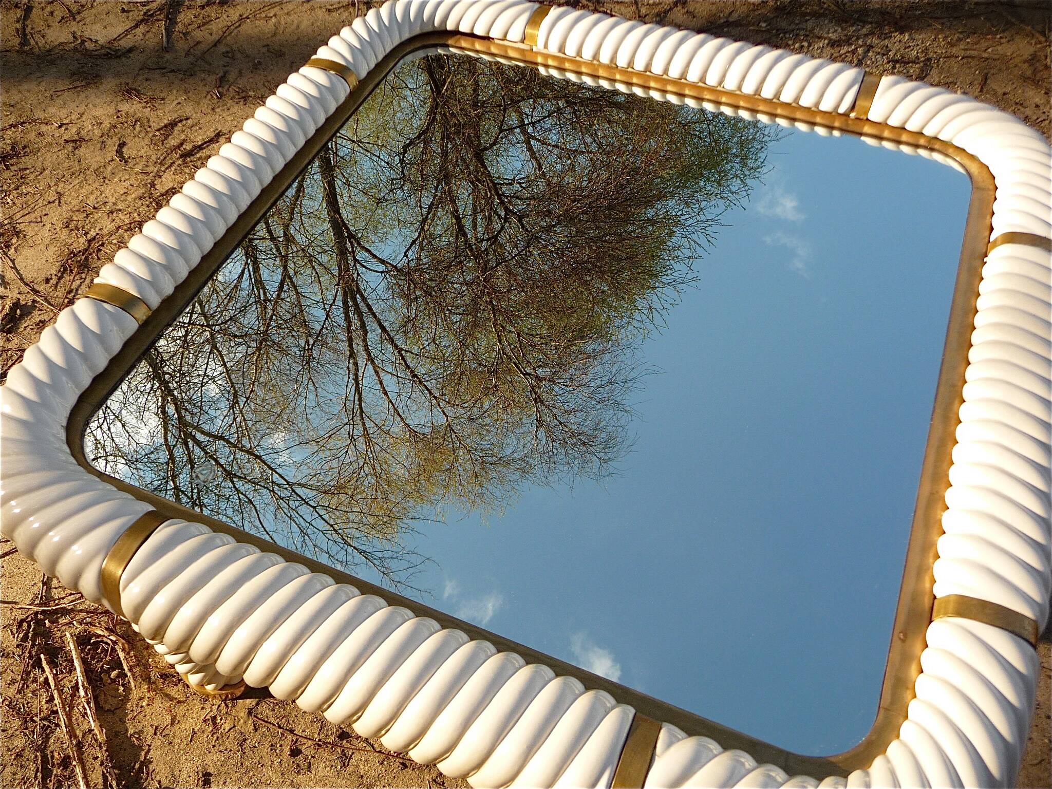 Ceramic and mirrored glass coffee table by Tommaso Barbi, Italy, 1960s.