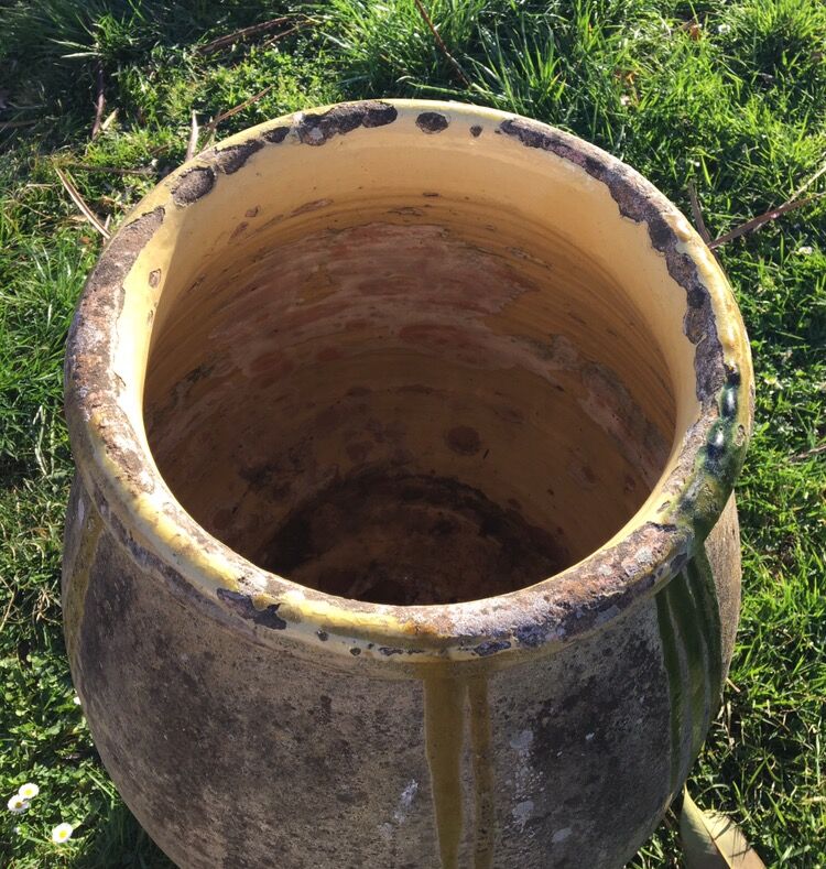 Large old glazed jar in the South of france