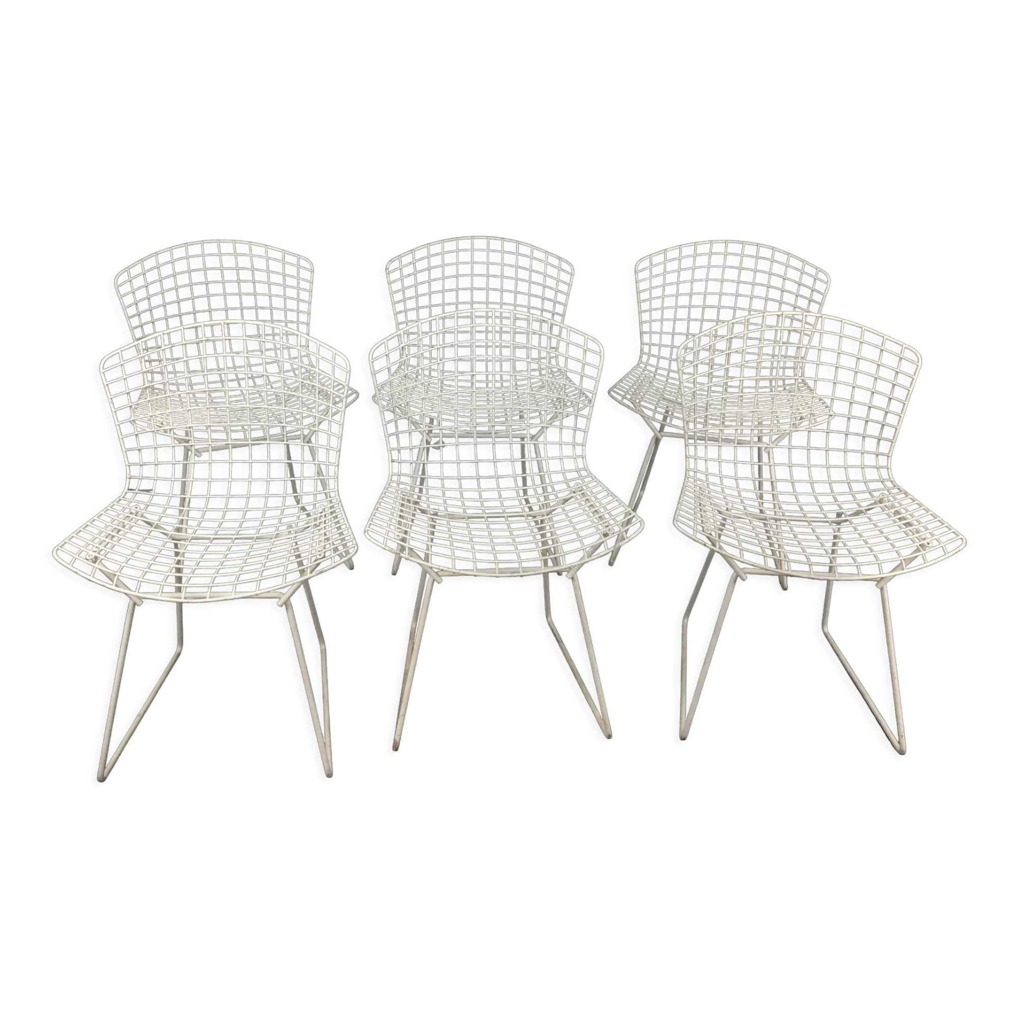 Series of 6 wire chairs by Harry Bertoia for Knoll International