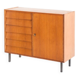 Vintage sideboard. Oak wood, drawers and door. France, 1960s