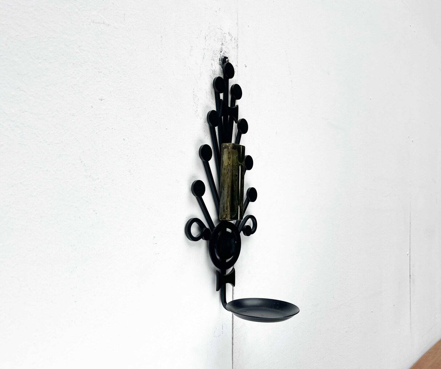 Mid-century modern Danish candle holders in metal and glass by Dantoft, 1960s, set of 2.