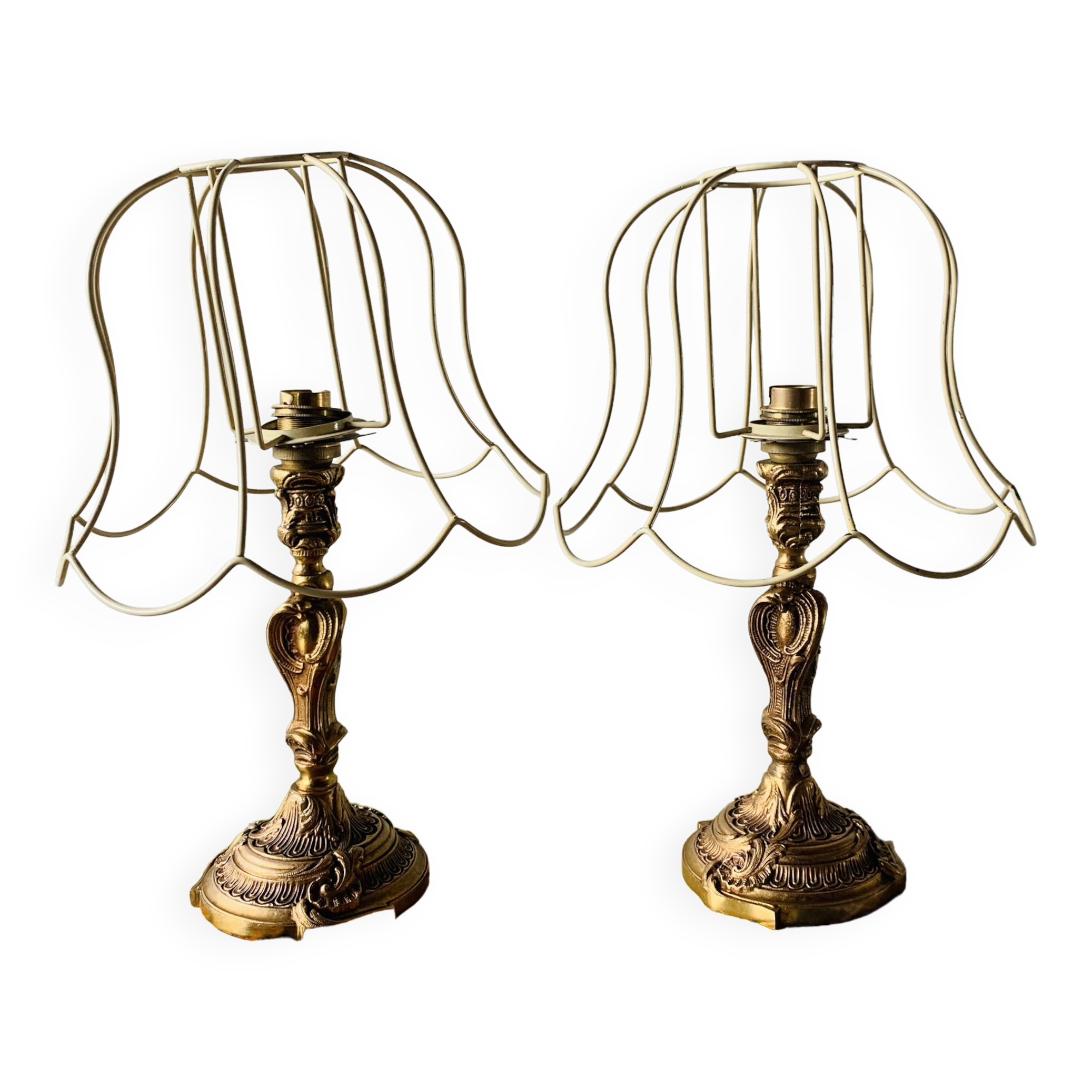 Pair of vintage brass lamps
