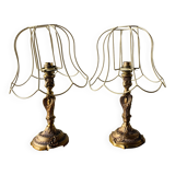 Paire de lampes en laiton vintage