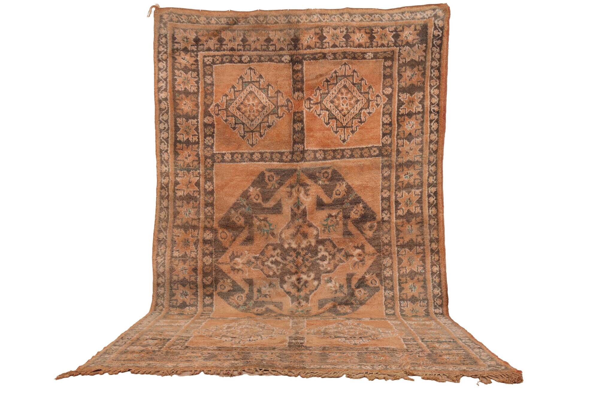 Terracotta Vintage Moroccan Rug 199 x 342 cm, Berber Handmade Wool Rug boho