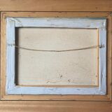 Table HST "animated pastoral landscape" HST signed (to be deciphered) + frame