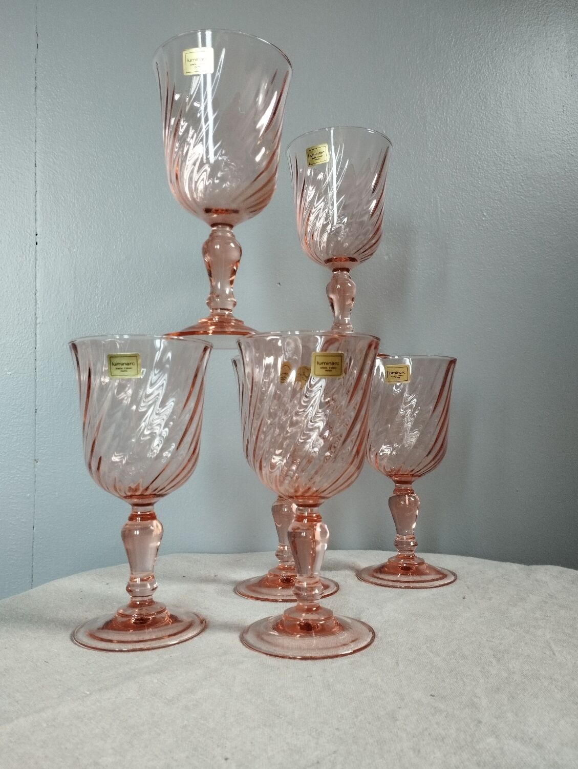 Lot De 6 Verres à Pied Rosaline Luminarc (Arcoroc) – Modèle Stemglasses N°5 – Rose Vintage – 12 Cl