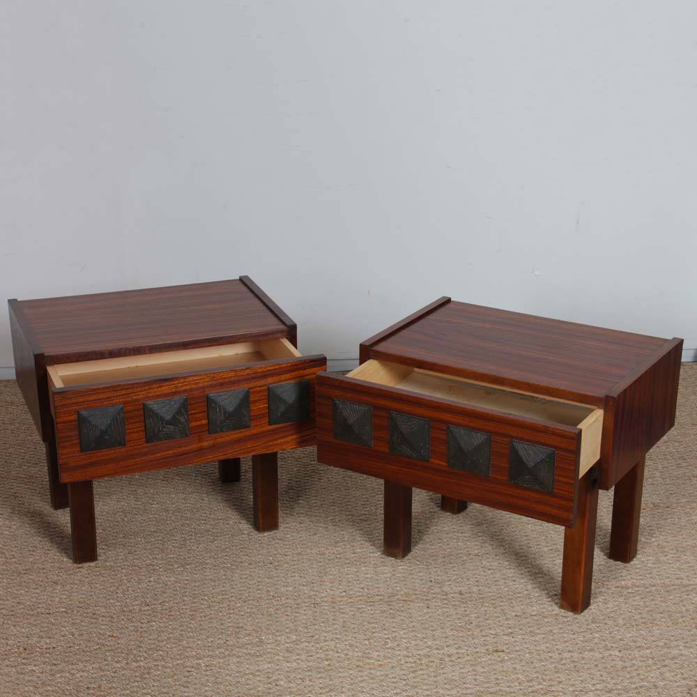 Pair of vintage wooden bedside tables from the 1960s