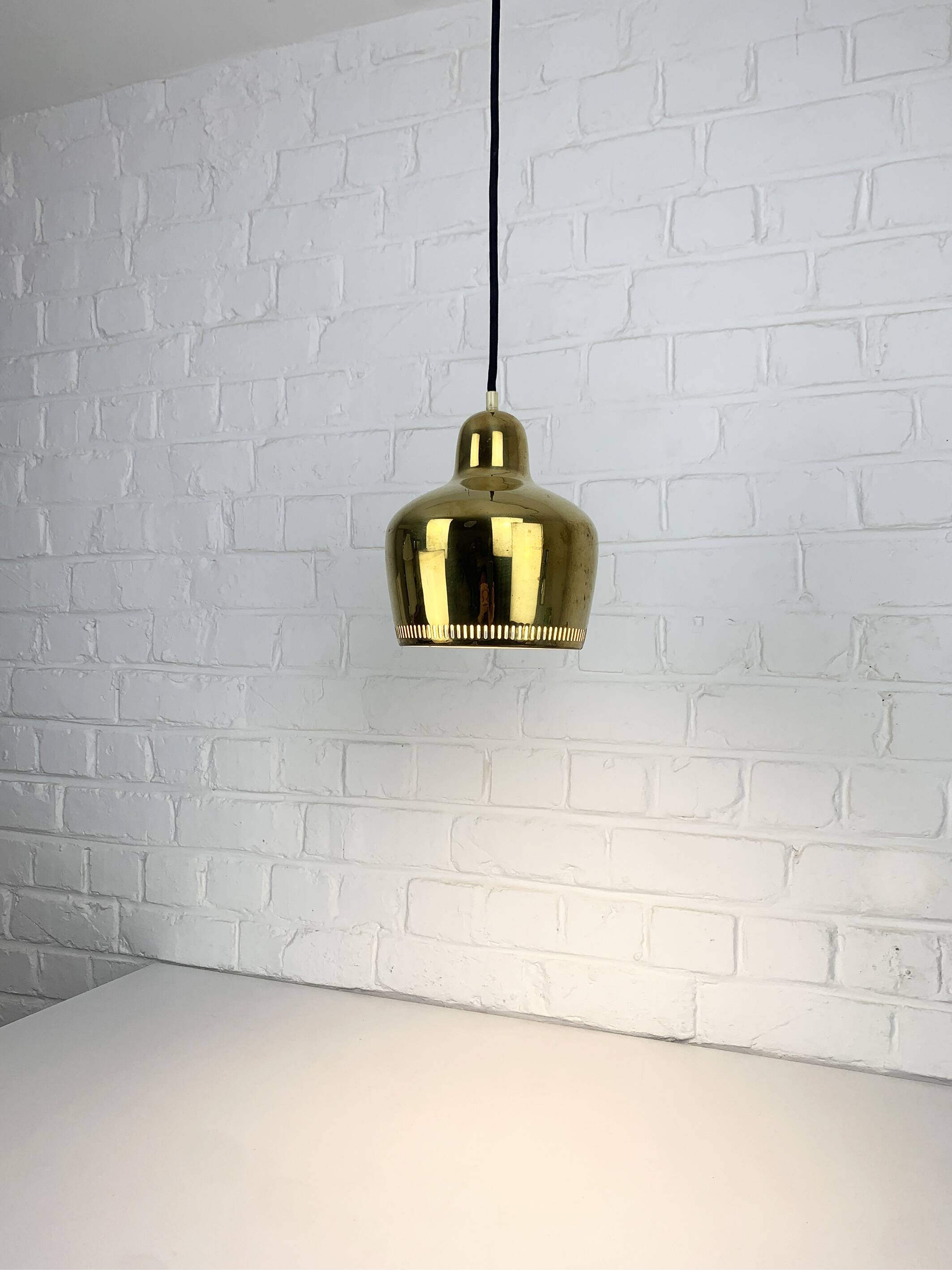 Golden Bell brass pendant light Alvar Aalto Louis Poulsen, Denmark 1950s