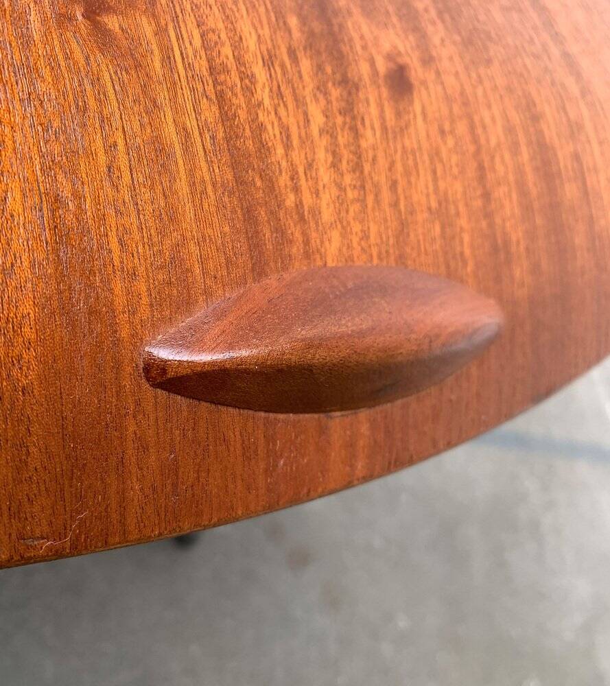 Folding table in teak with Norwegian alminette from the mid-century by F.M. Produkt, Frederiksberg Metalvarefabrik, 1960s.