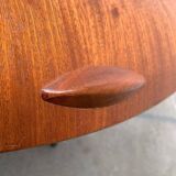 Folding table in teak with Norwegian alminette from the mid-century by F.M. Produkt, Frederiksberg Metalvarefabrik, 1960s.