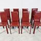 Red leather dining chairs by De Couro Brazil, 1980s - set of 8
