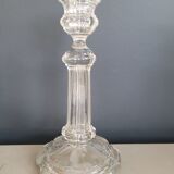 Old candlestick with molded glass stamps