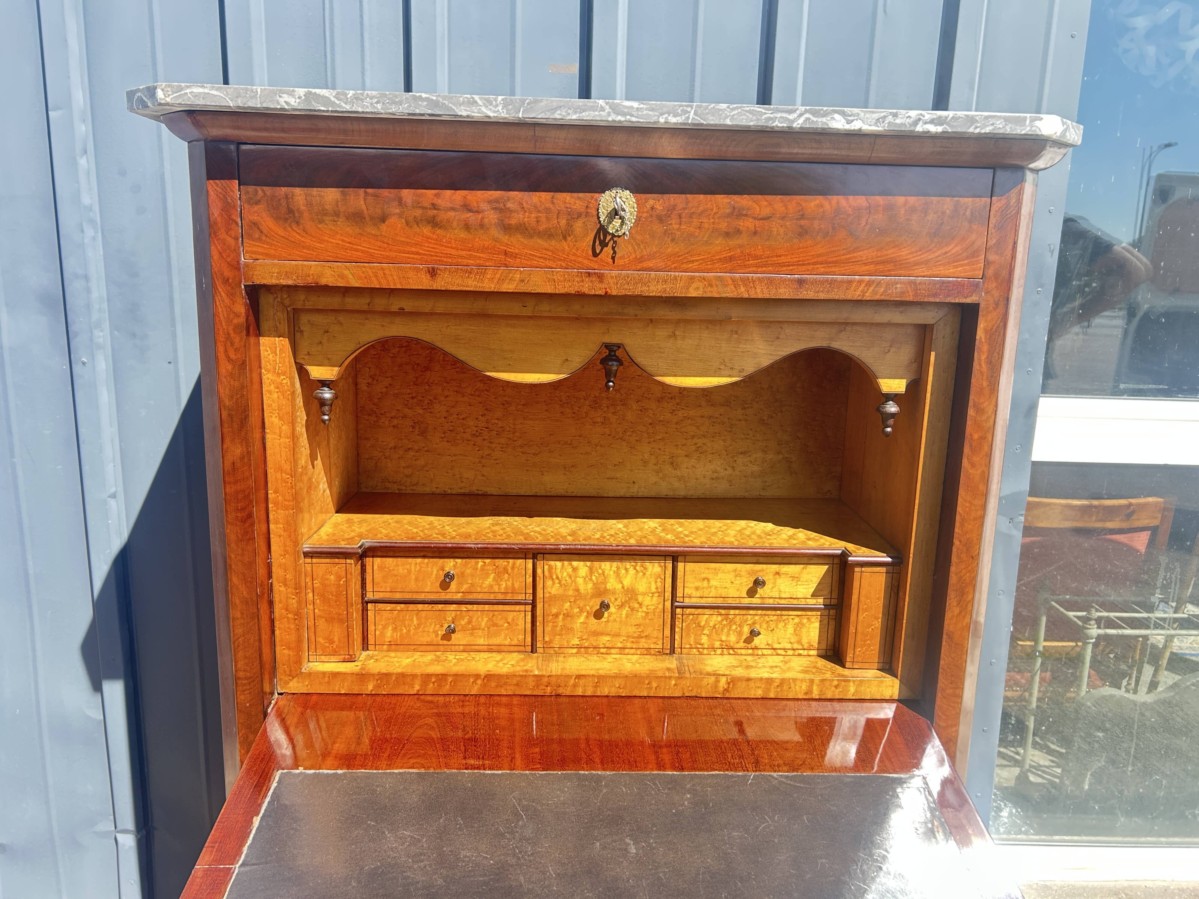 Mahogany drop-leaf secretary, Louis Philippe