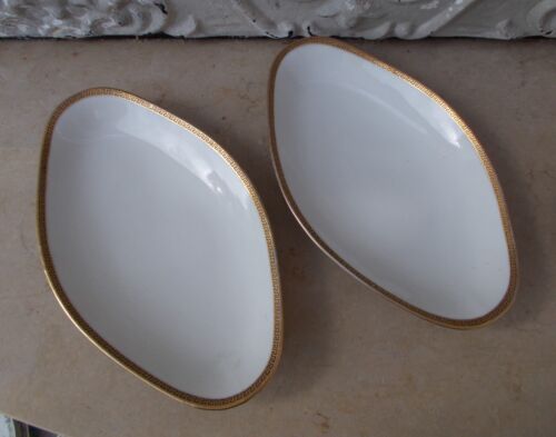 1 saucière 2 raviers Limoges porcelain golden border