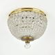 Vintage French brass and crystal flush mount antique