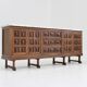 Buffet brutaliste espagnol en bois massif et marbre