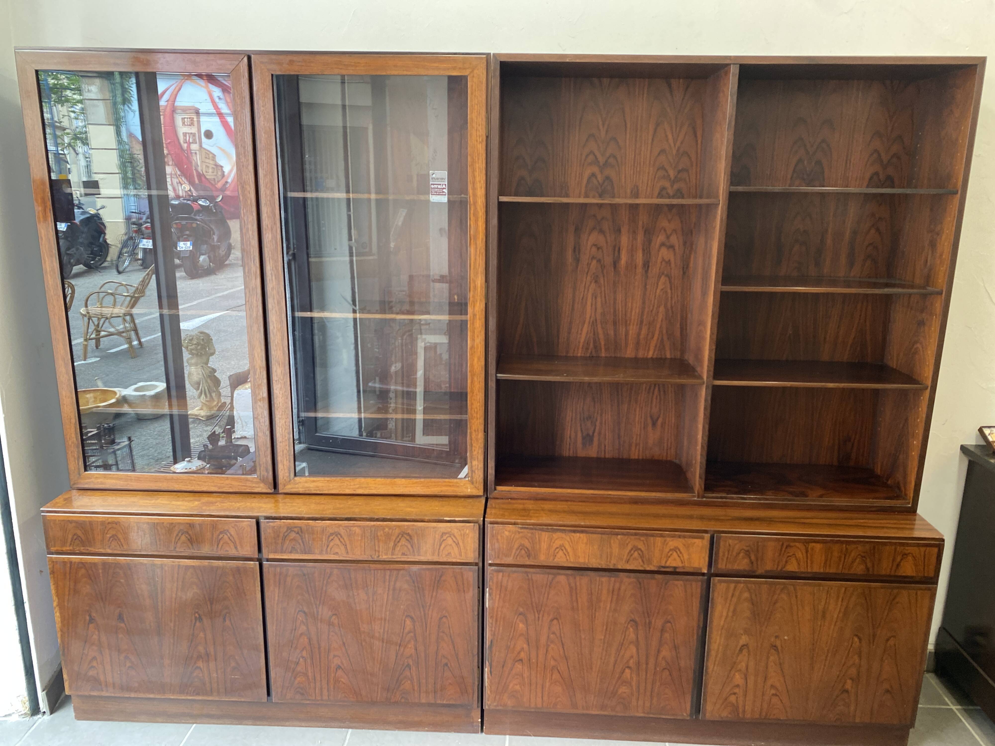 4-module rosewood bookcase model No. 4 by Danish designer Omann Jun 1960