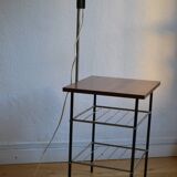 Vintage modernist reading floor lamp with table Poland 1960