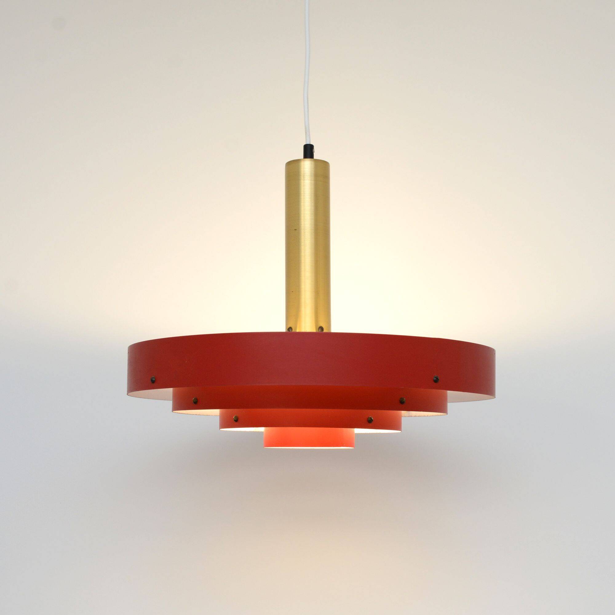 Red Scandinavian lamp, Denmark 1960s