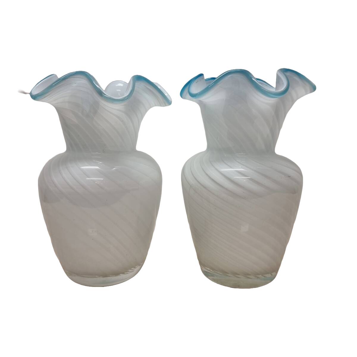 2 vases vintage en verre de Murano Swirl, années 1970