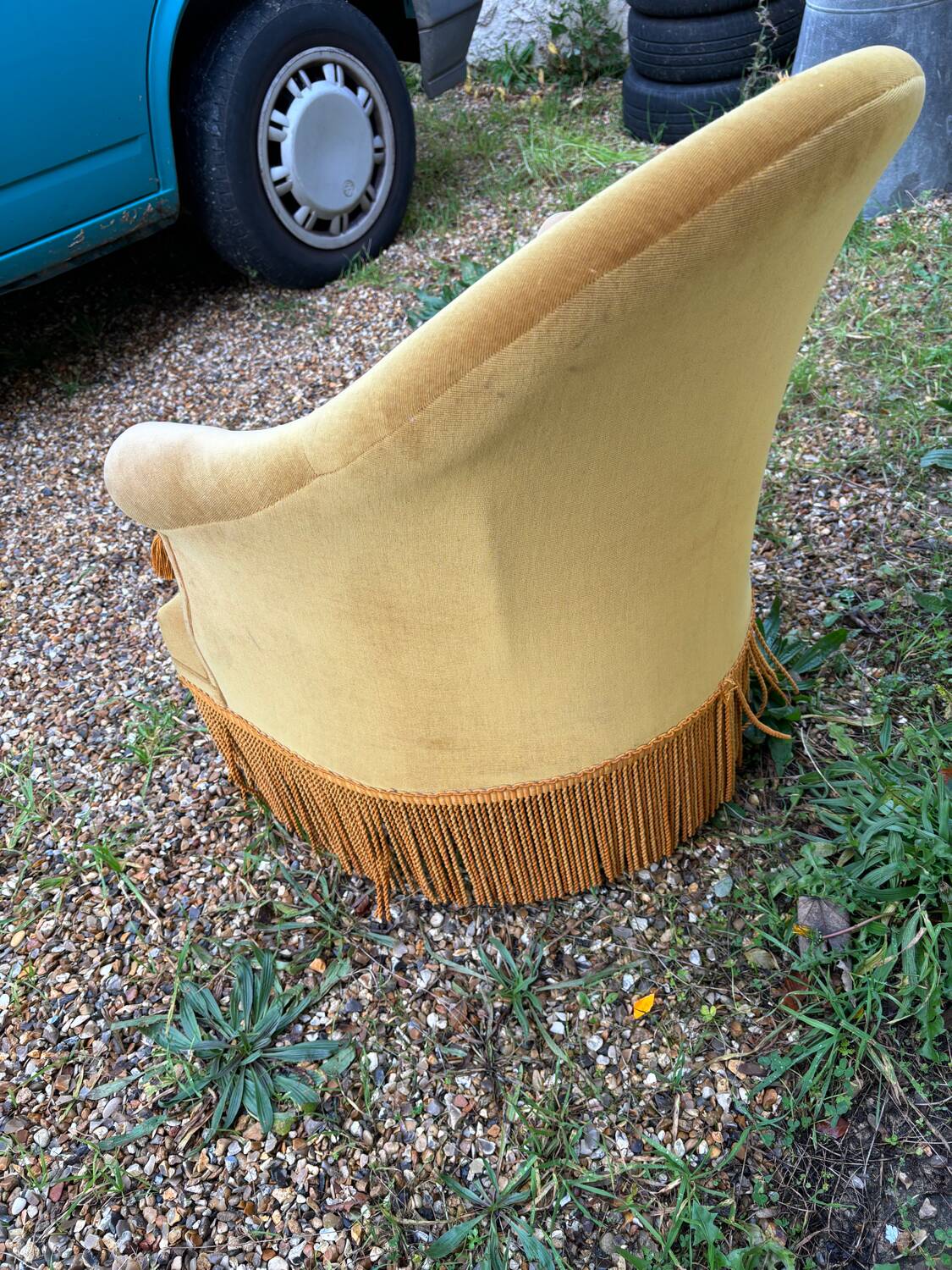 Toad armchair in gold velvet