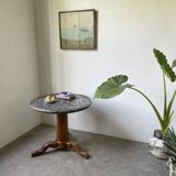 Empire walnut and marble pedestal table, late 19th century
