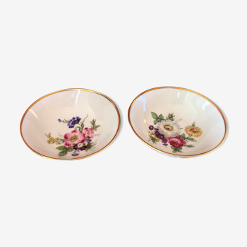 Lot de 2 coupelles porcelaine décor floral KAISER