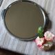 Round metal mirror tray with handles