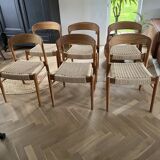 6 chaises de bistrot en teck et corde