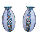 Pair of art deco earthenware vases from Sarreguemines