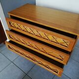 Wood and rattan dresser, 60s