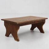 Small rustic wooden stool with curved base, France ca. 1900