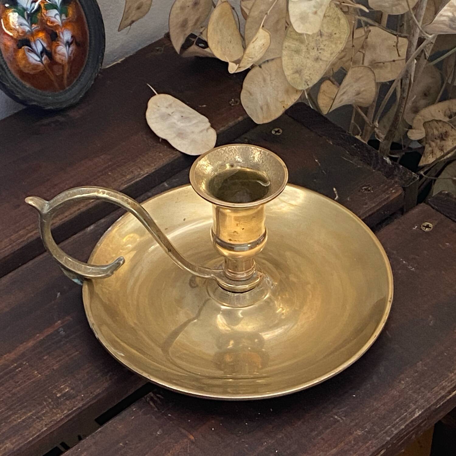 Brass cellar rat candle holder