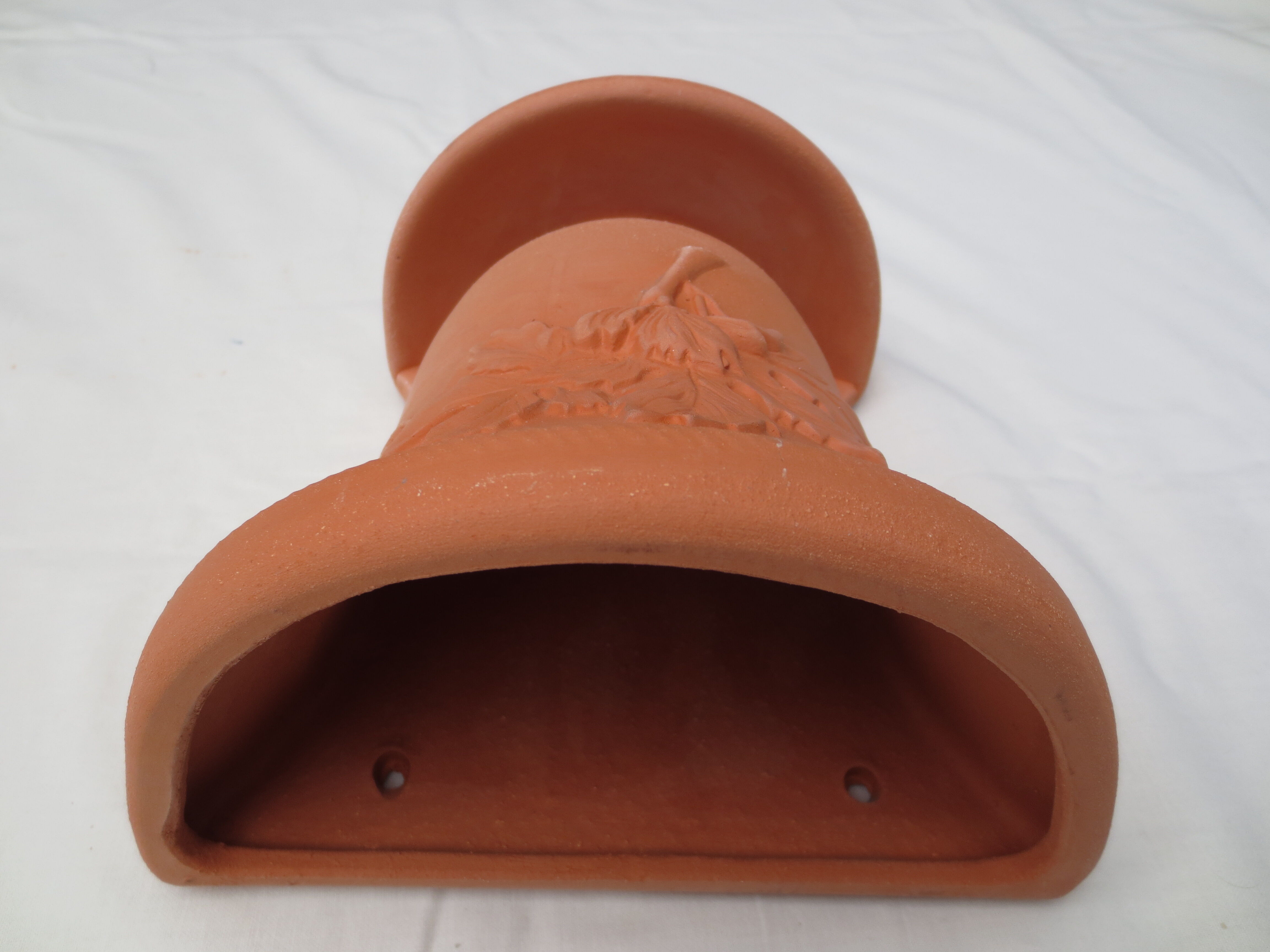 Duet of old flowerpots earthen terracotta
