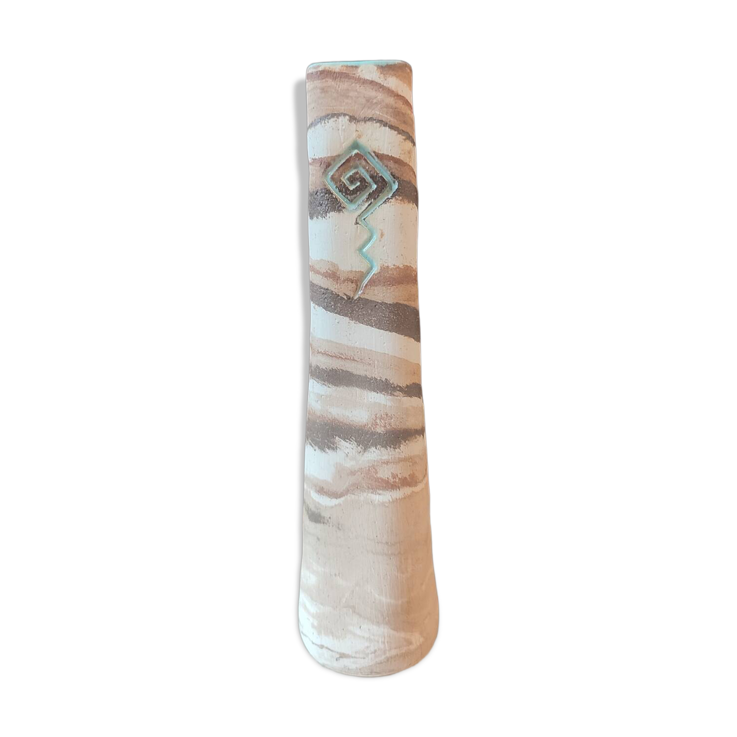 Turned stoneware vase signed with relief decoration.