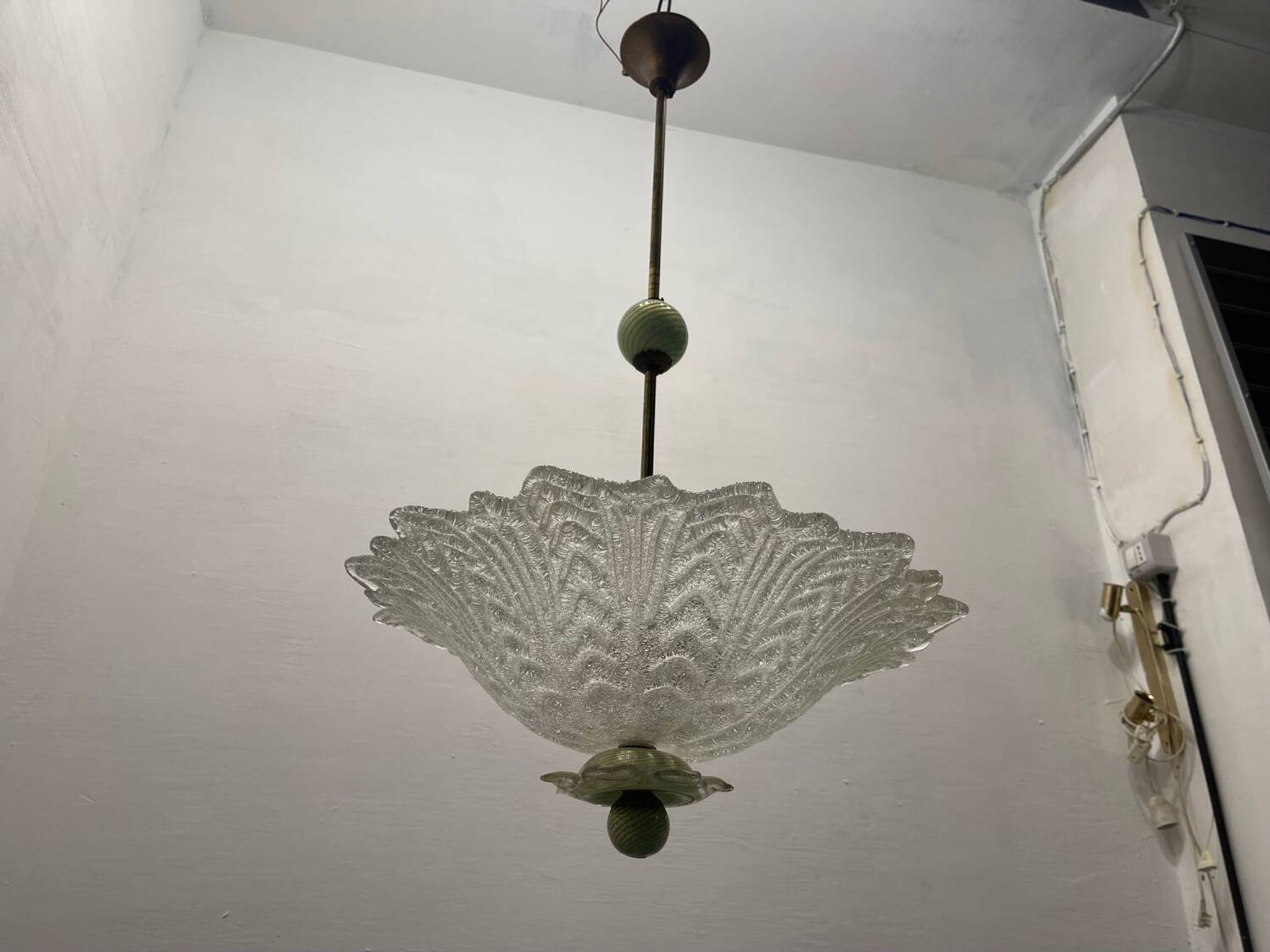 Suspension vintage en verre de Murano 1950