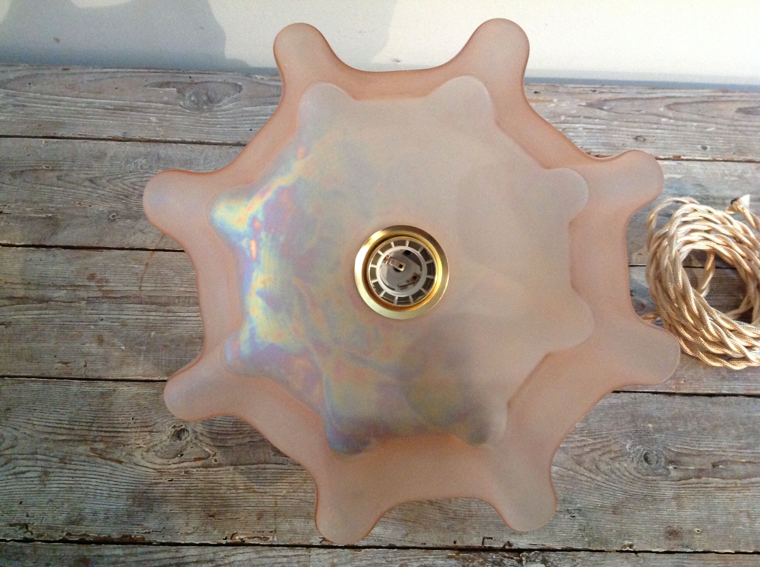 Pink opaline hanging lamp