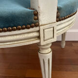 Blue velvet medallion armchair in Louis XVI style