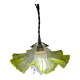 Double tulip light suspension - Transparent fluted glass at the edges.