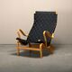 Fauteuil et pouf Bruno Mathsson Pernilla en bois de hêtre et sangles