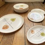 Elements of a vintage table service, 1950s, elegant leaf pattern