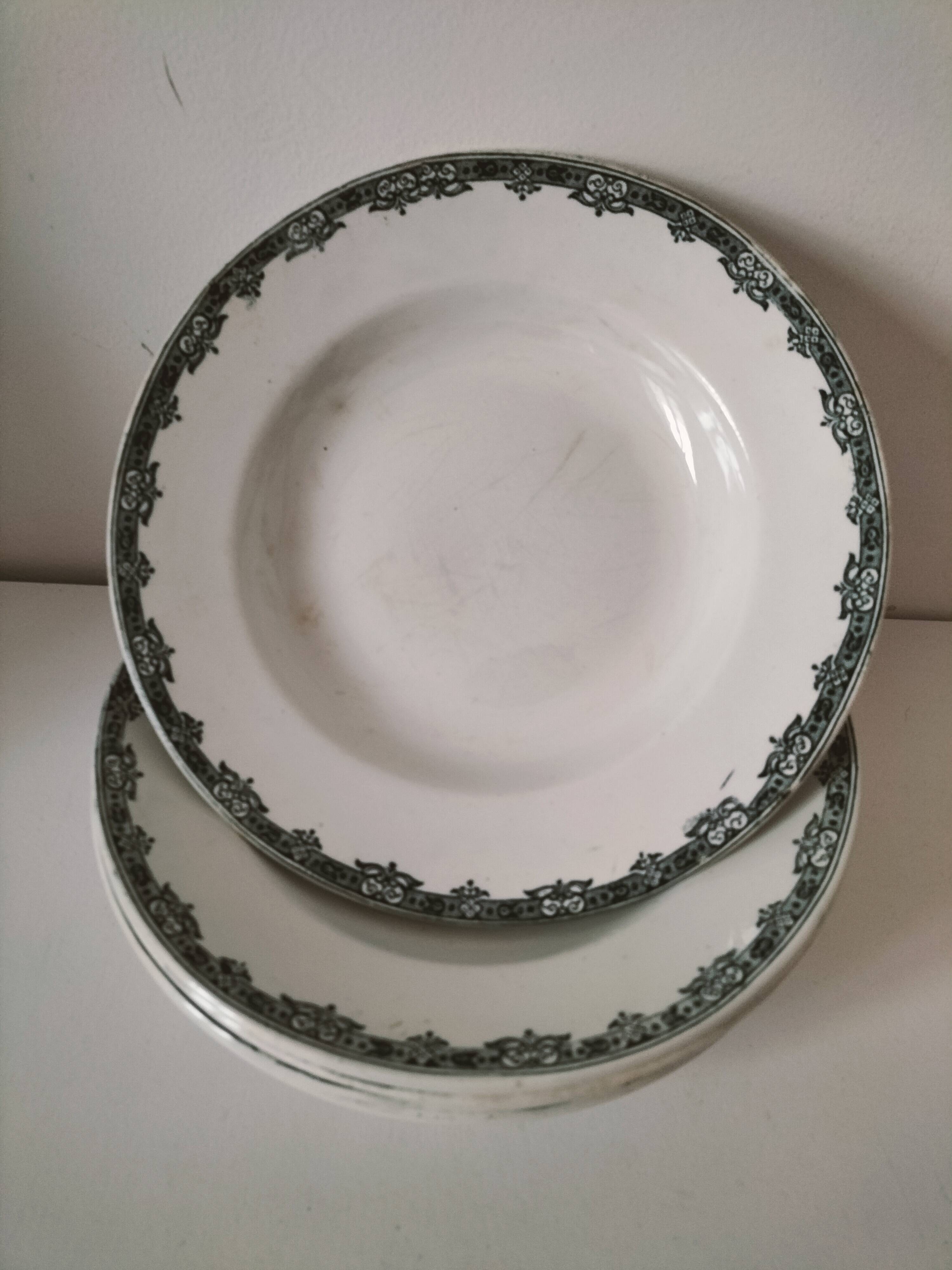 Set of 6 antique soup plates – Ironstone, circa 1900