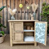 Solid wood and cane sideboard