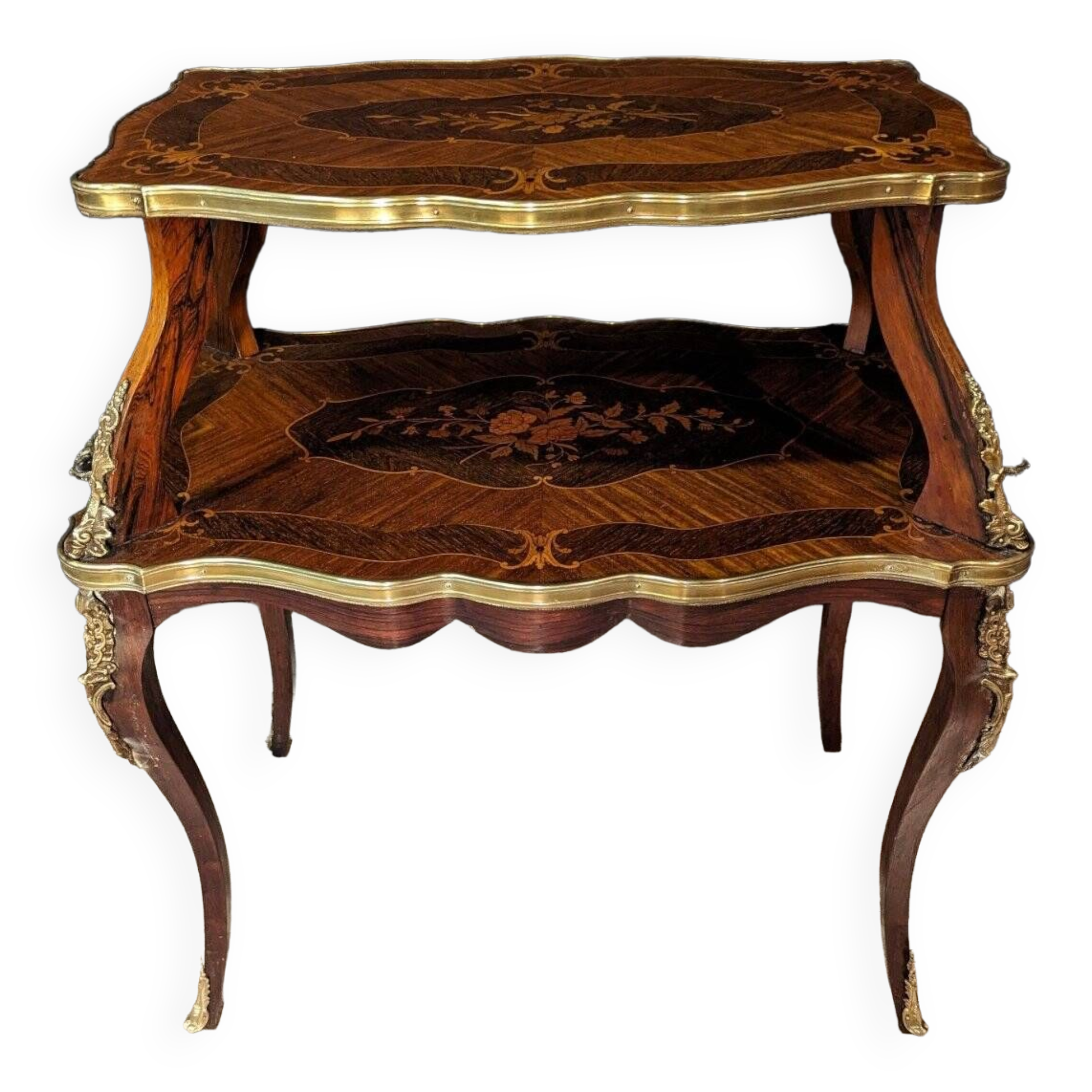 Louis XV Style Marquetry Tea Table