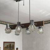 Vintage brown glass ceiling light in Kalmar style, 1960s, large diameter 75 cm.