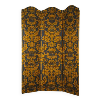 19th century fabric screen and wooden structure