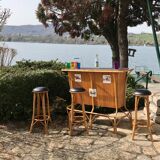 Bar and rattan stools 60s